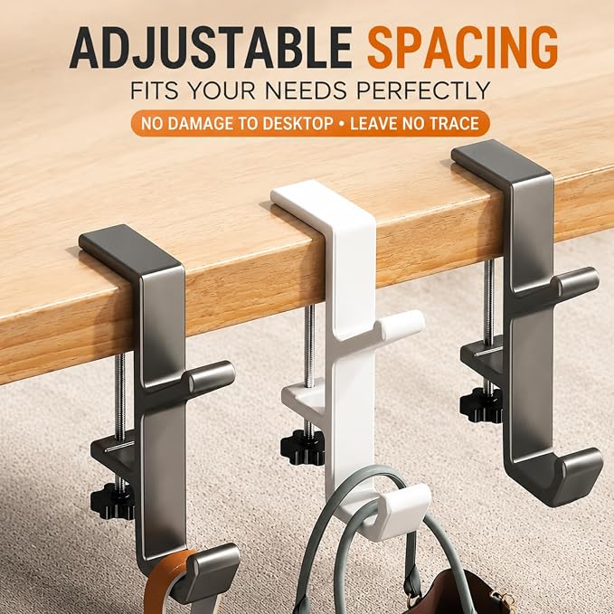 Headphone Stand - Aluminum Alloy Headphone Holder, Under Headset Stand for Desk Fit for PC Gaming Headset Hanger Hook Suitable for Office, Computer, Student Class Desk, Handmade Creator Table (Black2) - Image 7