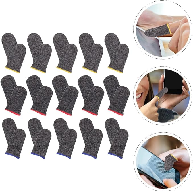 VILLCASE 18 Pairs Sweat-Resistant Gaming Finger Sleeves and Thumb Stalls Ultra-Thin Silver Fiber Finger Protectors Anti-Slip for Enhanced Touch Sensitivity Random Random Color - Image 8