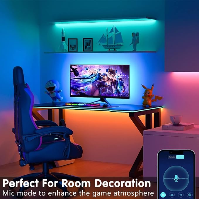 Keepsmile 100ft Led Strip Lights (2 Rolls of 50ft) Bluetooth Smart App Control Music Sync Color Changing RGB Led Light Strip with Remote,Led Lights for Bedroom Room Home Decor Party Festival - Image 7