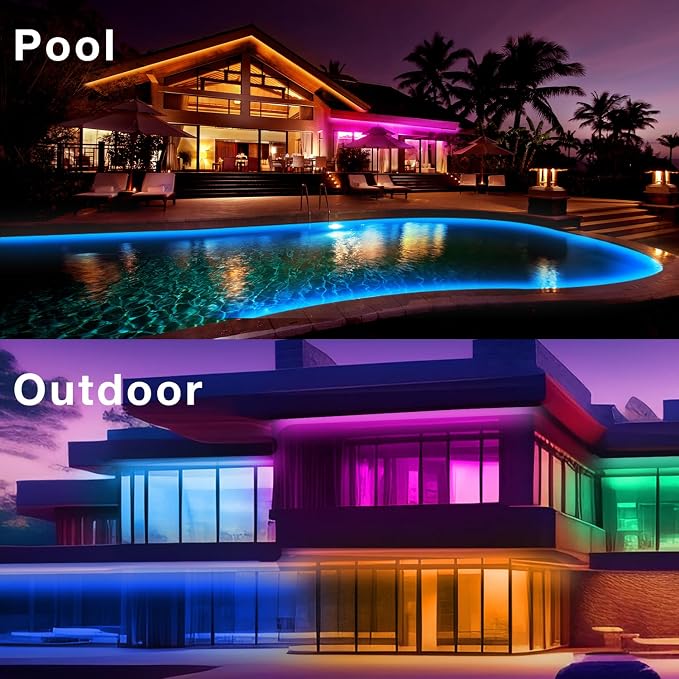 Outdoor LED Strip Lights Waterproof 200ft, IP67 Waterproof LED Light Strips with Remote, Music Sync APP Control, RGB Color Changing LED Lights for Roof, Balcony, Deck, Pool, Patio, Outdoor Decorations - Image 7