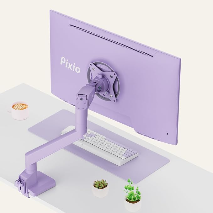 Pixio PS1S Wave Purple Single Monitor Arm Stand Desk Mount - Fits up to 32 inches Monitors and up to 19.8lbs. VESA Compatibility and Integrated Cable Management - Image 7