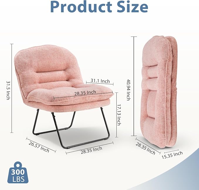 DUMOS Comfy Saucer Chair,Foldable Padded Chairs for Bedroom, Dorm & Gaming, Foldable Fashion Floor Chair with Back Support for Small Spaces,Hot New Pink - Image 2
