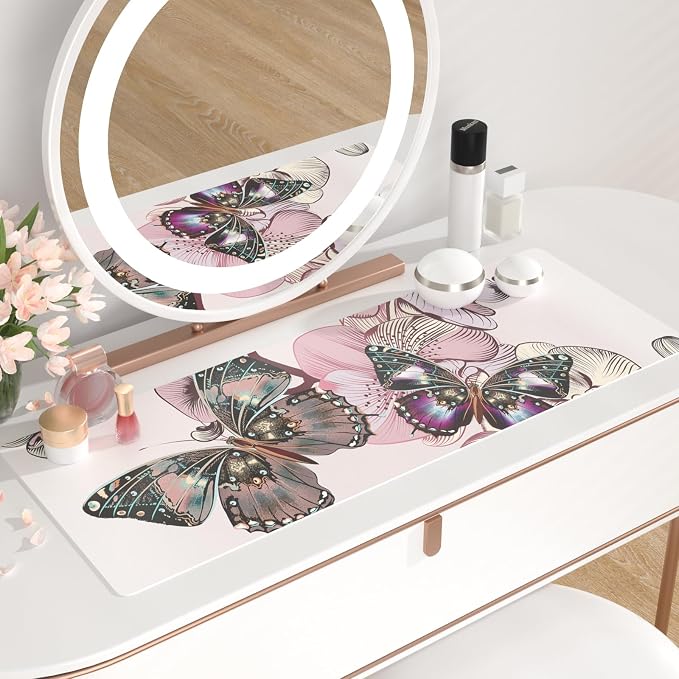 QiyI PU Leather Large Mouse Pad, Office Decor, 31.5" x 11.8", Butterflies | Desk Décor Accessories, Extended Size, Waterproof & Easy to Clean, Smooth Surface, Non Slip Desk Organization - Image 6