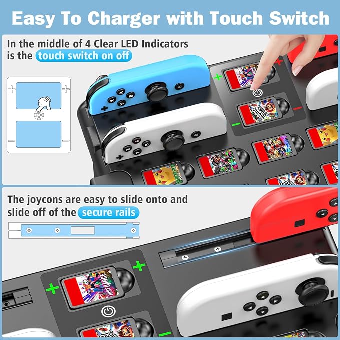 Switch Organizer Station with Controller Charger, Charging Dock for Nintendo Switch & OLED Joycons, Storage for Games, TV Dock, Pro Controller, Accessory Kits - Image 2