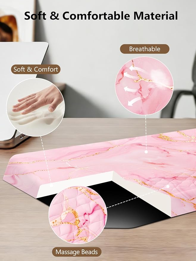 2-in-1 Ergonomic Keyboard Stand with Wrist Rest, Pink Marble - Image 6