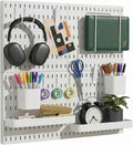 Keepo Peg Board Wall Organizer – Plastic Pegboard Panels, Modular Peg Board Storage System For Home Office, Craft Room, Gaming Setup (White, 22″×22″) by Keepo