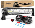 Nilight Led Light Bar 22Inch 480W Triple Row Flood Spot Combo Waterproof Off Road Driving Lighting with Off-Road Wiring Harness for Boat Trucks Pickup SUV ATV UTV, 2 Years Warranty by Nilight