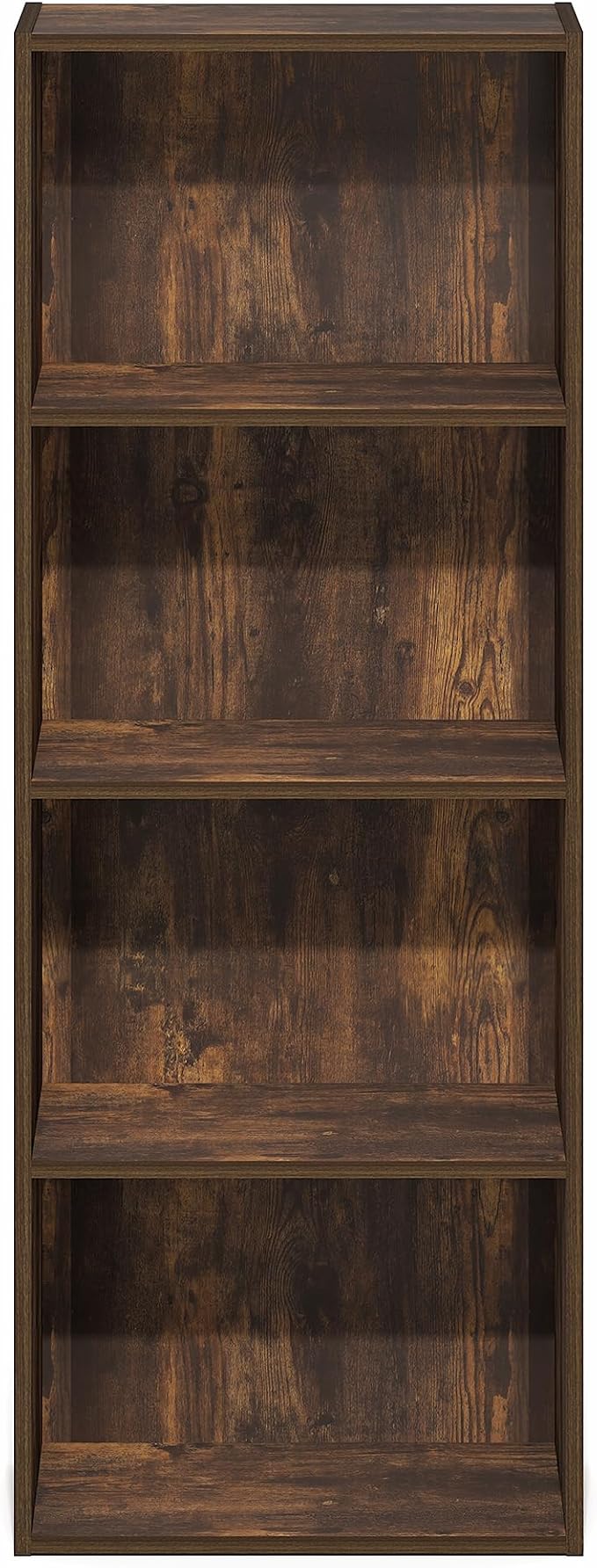 Furinno LUDER Book Shelf, 4-Tier Bookshelf, Bookcase with Open Shelf, 9.3 x 15.6 x 41.7, for Corner, Living Room, Bedroom, Home Office, Amber Pine - Image 8
