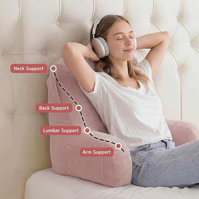 Reading Pillow for Bed,Back Pillow for Bed Sitting Up,Lumbar Support Pillow - Image 5