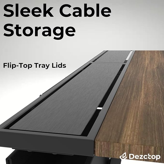 Dezctop Bifrost 160 63W x 28D Gaming PC Computer Desk with Shelves, Large Workstation for Gamers or Home Office with Pegboard, Built-in Cable Management, Stainless Steel Frame (Walnut) - Image 4