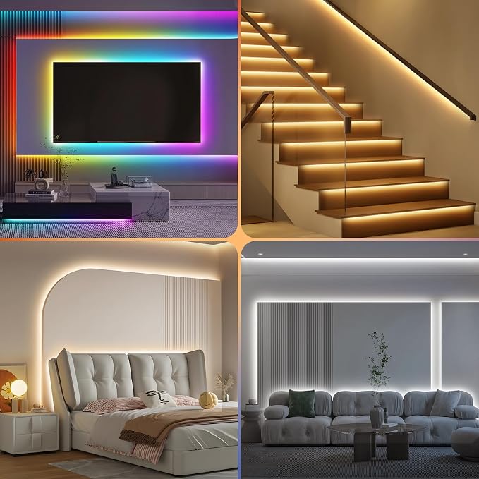 50Ft RGBWW+IC LED Strip Lights, Multi-Colored+3000K-6500K with Remote - Image 7