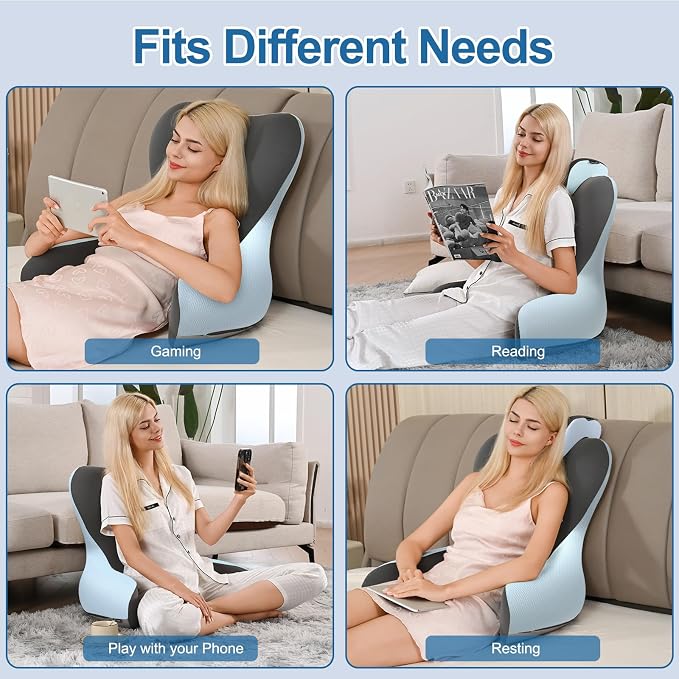 22" XL Reading Pillow Sitting in Bed,Back Support & Armrests(Grey & Blue) | OEKO-TEX,Back Rest & Lumbar Support Pillows, Bed Rest Chair Cushion,Reclining,Gaming,Work,Resting,Watching TV - Image 7