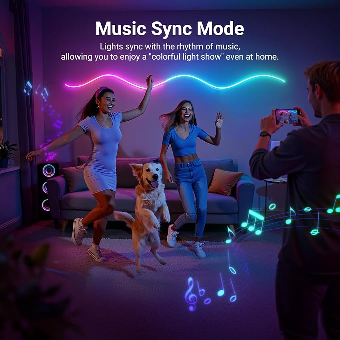 NEEWER 9.84ft/3m LED Strip Lights, Smart AI RGB IC Flexible Cuttable Neon Rope Light, App Control, Bedroom Gaming Room Indoor Studio Home Wall Decor, Compatible with Google Assistant Alexa, NS02 - Image 7