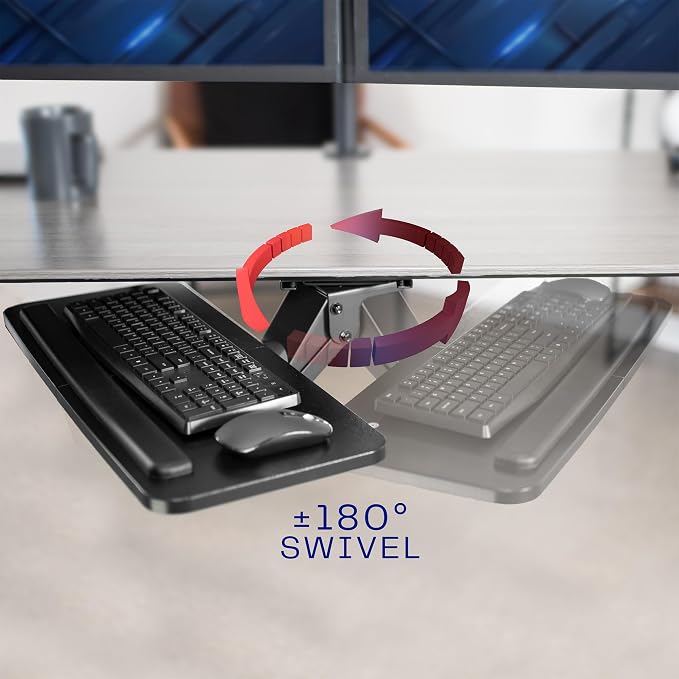VIVO Adjustable Computer Keyboard & Mouse Platform Tray Ergonomic Under Table Desk Mount Drawer Underdesk Shelf (MOUNT-KB03B) - Image 7