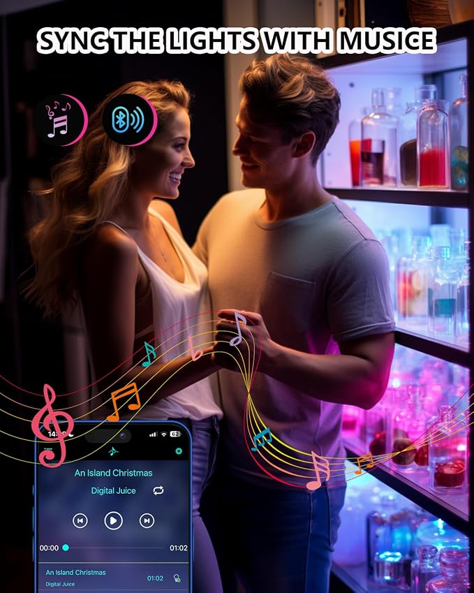 Cefrank Color Cabinet Lighting, 4pcs 12" Linkable RGB LED Light Bar Kit for Display Cabinet, Smart App & Remote Control, Music Sync, Scene Modes, Multi-Colors - Image 11