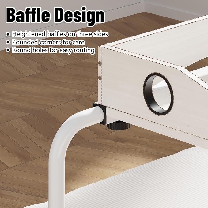 Overbed Table with Wheels, Adjustable Queen & King Bed Desk, White - Image 5