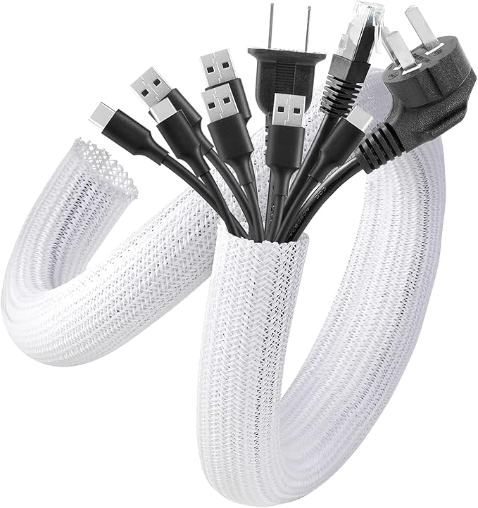 AGPTEK Cable Sleeve, 10ft - 1.5 inch Cable Management Cord Hider, White by AGPTEK