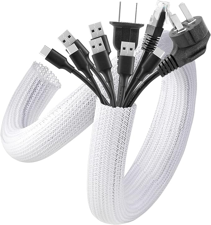 AGPTEK Cable Sleeve, 6.6ft - 1.5 inch Cable Management Cord Hider, White by AGPTEK