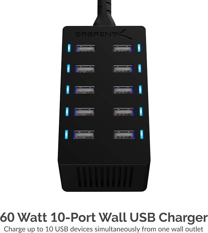 SABRENT 60W 10-Port USB Charging Station, Auto-Detect (AX-TPCS) - Image 3