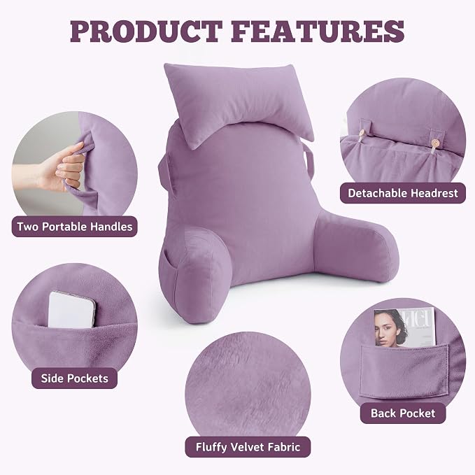 Reading Pillow for Bed,Back Pillow for Bed Sitting Up,Lumbar Support Pillow - Image 6
