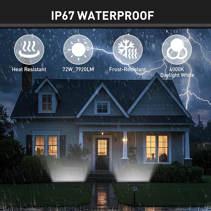 LED Wall Washer Lights Bar 2 Pack,54W 6000K Outdoor Wall Wash Lighting,40 Inch IP67 Waterproof 120V Outdoor LED Light Bar with Switch On/Off for Garden,Backyard,Building,Courtyard Landscape Lighting - Image 4