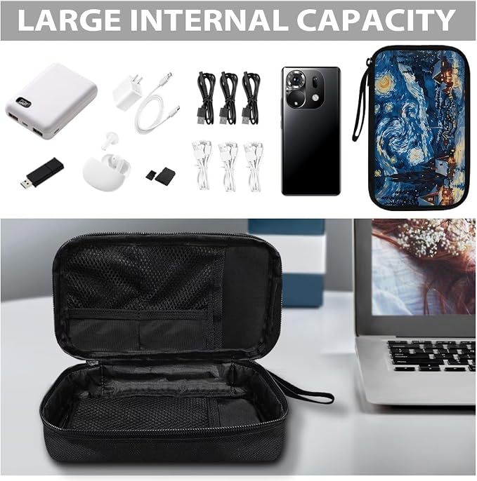 Cottage Travel Cord Organizer Case Tech Pouch Electronic Accessories Carry Case Storage Bag Travel Bag Cable Organizer for Charger Earphone Phone Cord Cable - Image 7