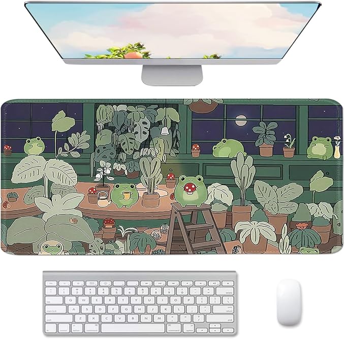 Cute Large Mouse Pad, Kawaii Extended Mouse Pad Desk Pad Easy Typing for Typing Office Game 35.4 x15.7 in - Kawaii Frog by VIKIBO