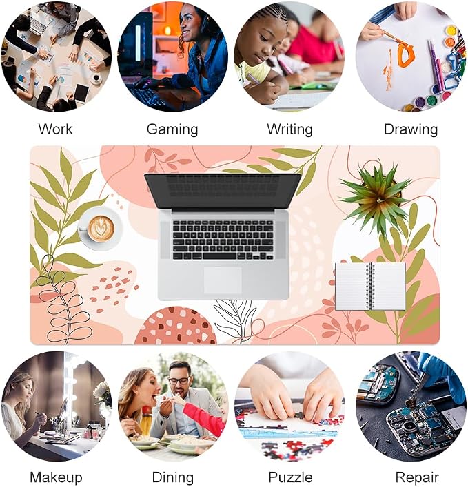 QiyI PU Leather Large Mouse Pad, 31.5" x 15.7", Minimalist Pink | Desk Décor Accessories, Extended Size, Waterproof & Easy to Clean, Smooth Surface, Non Slip Desk Organization - Image 7