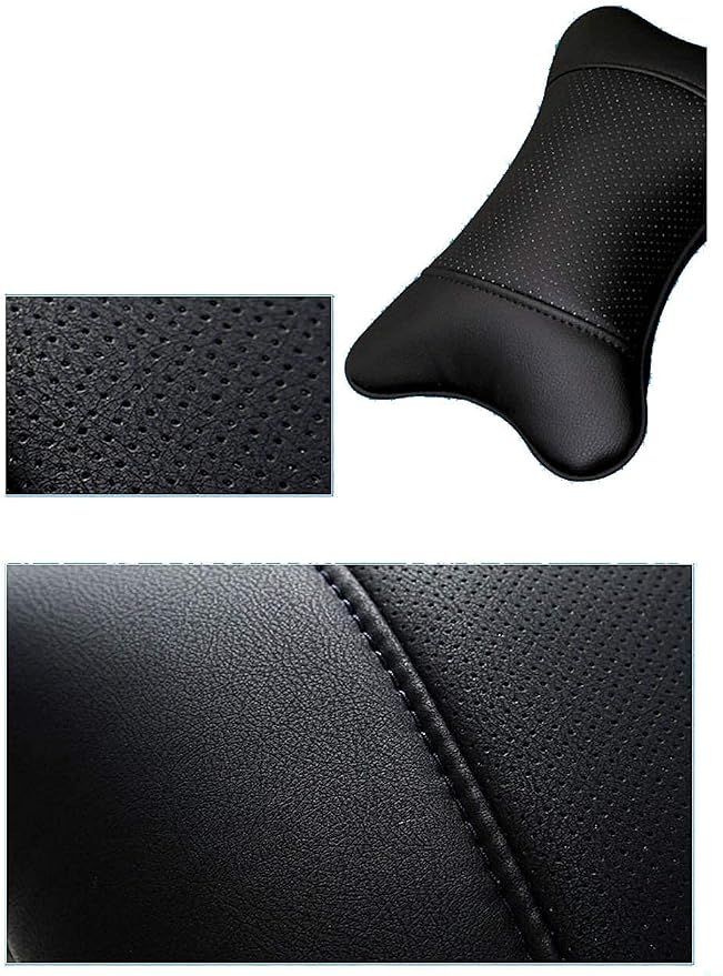 2 Packs Car Neck Pillows, Dual-Side PU Leather Car Headrest with Fiber Filling, Universal Soft Neck Support Pillow for Car, Home & Office (Black) - Image 8