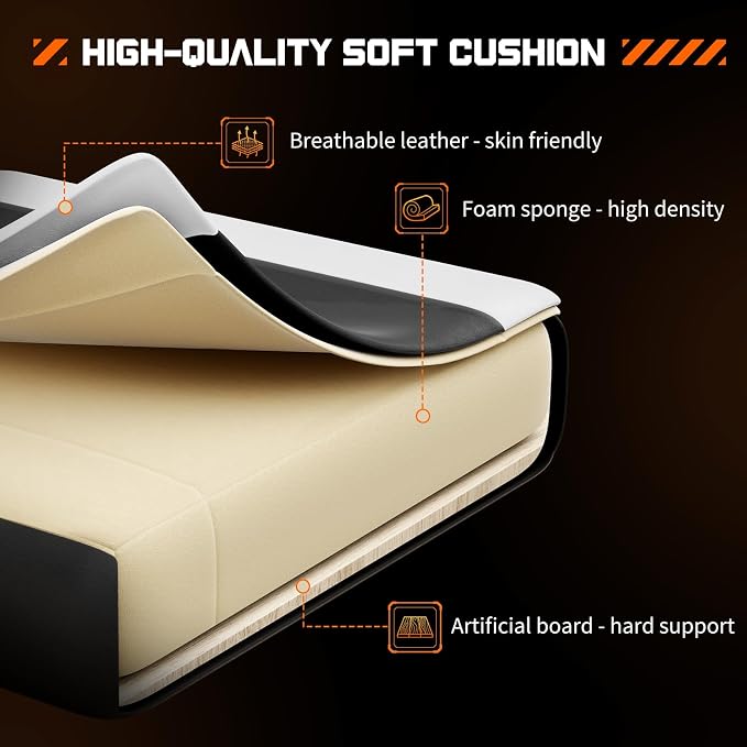 Sweetcrispy Gaming Chair, High Back Office Chair, Home Office | PU Leather Ergonomic, Adjustable Headrest Footrest, Linkage Armrest, Video Racing, White - Image 5