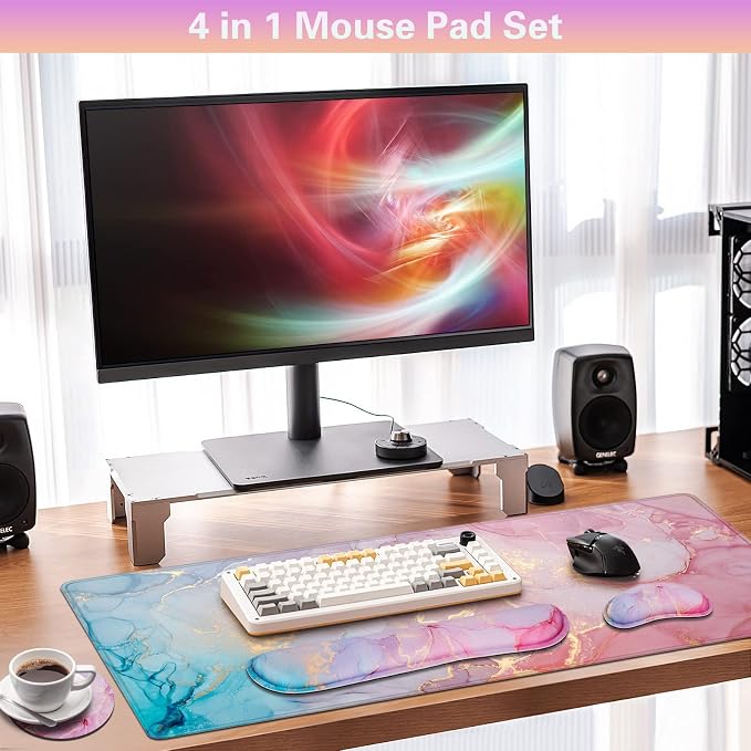 Canjoy Desk Mat with Keyboard and Mouse, Desk Pad with Wrist Rest Support - Image 2