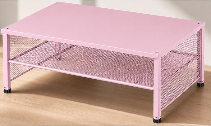 OPNICE 2-Tier Computer Monitor Stand Riser, Laptop Stand for Desk, Desk Organizer for Office, Home and School Supplies, Pink by OPNICE