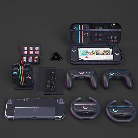 Switch 2 Accessories Bundle, 14-in-1 Kit with Hard Case and Charging Dock - Image 9