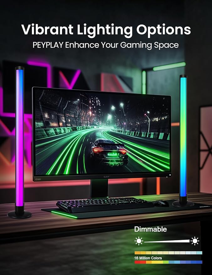 RGB+IC Ambient LED Light Bars for Gaming Room, PC, and Home Décor, USB Powered Mood Lighting with Music Sync, Alexa, App & Voice Control, Adjustable Brightness, DIY Effects - Image 7