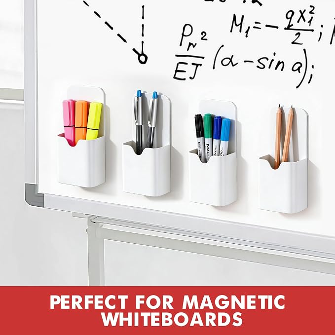 BEYGORM Magnetic Pen Holder for Refrigerator, Pencil Cup Organizer (White) - Image 5