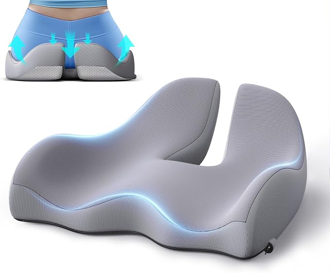 Benazcap Large Cooling Memory Foam Seat Cushion, Sciatica Pain Relief | Cool breathable cover, ergonomic cushion for long sitting. Eases sciatica & tailbone pain for office and gaming chairs by Benazcap