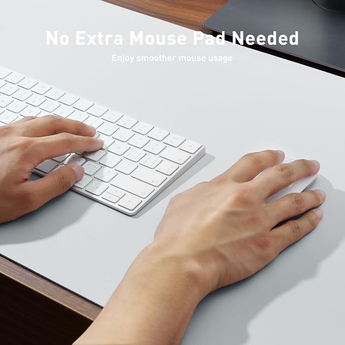 Aothia Leather Desk Pad Protector, Mouse Pad, Office Desk Mat, Non-Slip PU Leather Desk Blotter, Laptop Desk Pad, Waterproof Desk Writing Pad for Office and Home (Barely Grey, 36" x 17") - Image 3