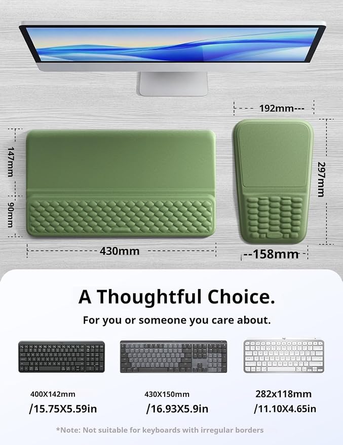 Vaydeer Keyboard Stand and Mouse Pad Set, Soft Memory Foam Wrist Rest - Image 6