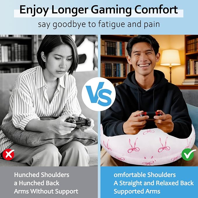 Crafting Pillow for Crocheting, Crochet Pillow for Lap Support, 12 Fun Print Styles, Ergonomic Arm Support, For Bed, Floor, Chair Comfort, Pain Relief and Fatigue for Gaming and Woking (Bow Tie) - Image 6