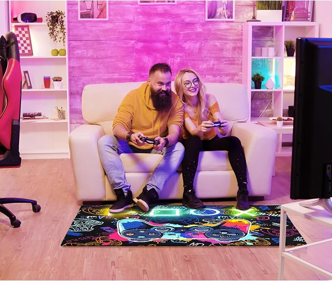 Gaming Chair Mat for Hardwood Floor 36"X 48" Heavy Duty Office Desk Chair Rug for Under Game Rolling Chairs Computer Decor Protect Mats Low Pile Non-Slip Rubber for Carpet & Tile Floor-Game - Image 2