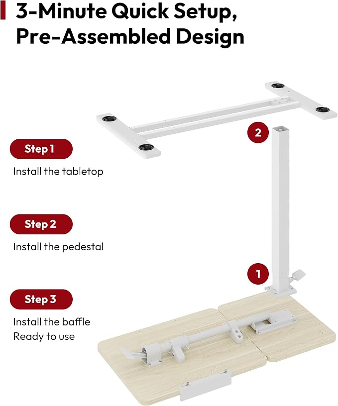 SANODESK 32''Overbed Table Gas Spring Lifting with Wheels&Tilting Desktop - Image 7