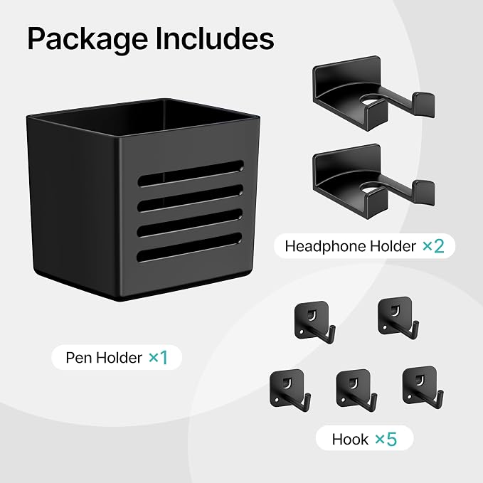 PEGZONE 20.4" x 16.5" Clamp-on Desk Pegboard, Bundle with 8 Pieces Accessories, Black - Image 7