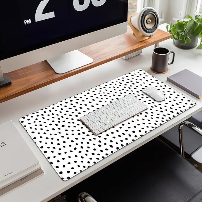 Boho Desk Mat, Polka Dot Large Mouse Pad Desk Pad Boho Desk Accessories for Women Office Decor, XXL Mousepad Long Laptop Keyboard Mouse Mat 31.5''X15.7'' Non-Slip Rubber Base with Stitched Edges - Image 4