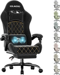 HLDIRECT Massage Recliner Gaming Chair with Footrest for Adults, Black | 300lbs Capacity, Ergonomic Office Computer Chair, Lumbar Support, Breathable Fabric, Headrest, 360° Swivel, Metal Frame by HLDIRECT