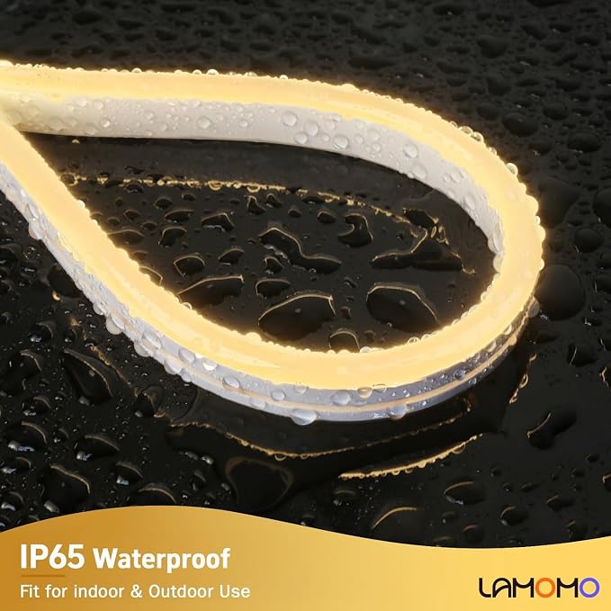 Lamomo Neon Rope Light, 24V Warm White Dimmable Rope Lights, 65.6ft Waterproof Flexible LED Strip Lights, Silicone 3000K Neon LED Strip for Bedroom Indoor Outdoor Decor - Image 3