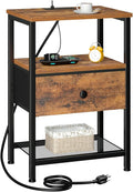 LOAKEKEL Night Stand, Small Nightstand with Charging Station by LOAKEKEL