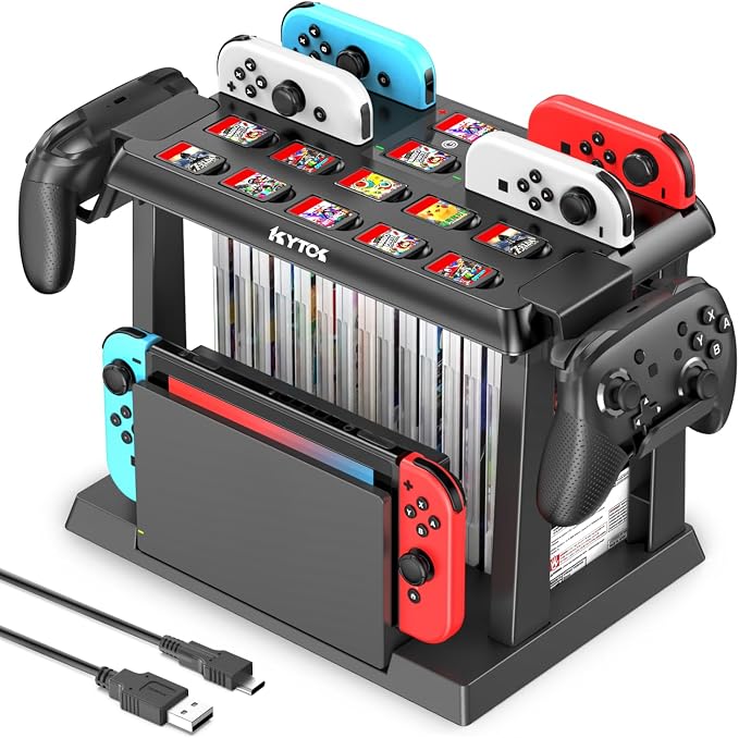 Switch Organizer Station with Controller Charger, Charging Dock for Nintendo Switch & OLED Joycons, Storage for Games, TV Dock, Pro Controller, Accessory Kits by Kytok
