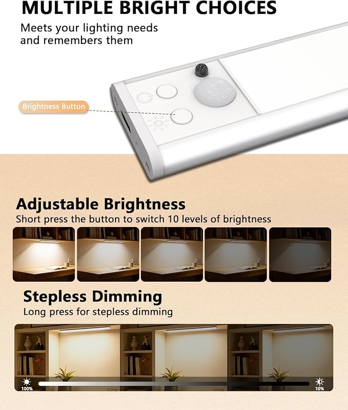 Motion Sensor Under Cabinet Lighting, RGB Light Bar with Remote,4Pack - Image 7