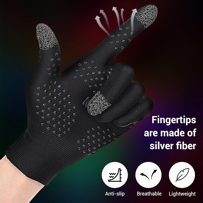 Ptwola Ultra-Thin Mobile Gaming Gloves Touchscreen Gaming Gloves Anti-Sweat Mobile Finger Sleeve Breathable - Image 6