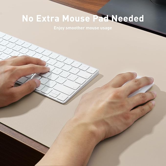 Aothia Large PU Leather Desk Pad Protector – Non-Slip Mouse Pad & Writing Mat for Office/Home, Waterproof, Easy to Clean (36" x 17", Eggshell) - Image 3